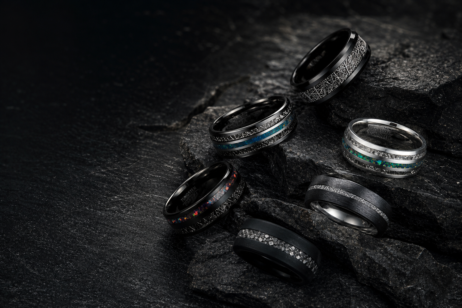 Starfall Series. Six meteorite rings.