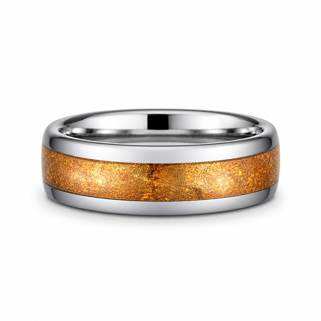 Amber ring — flat clean packshot on white