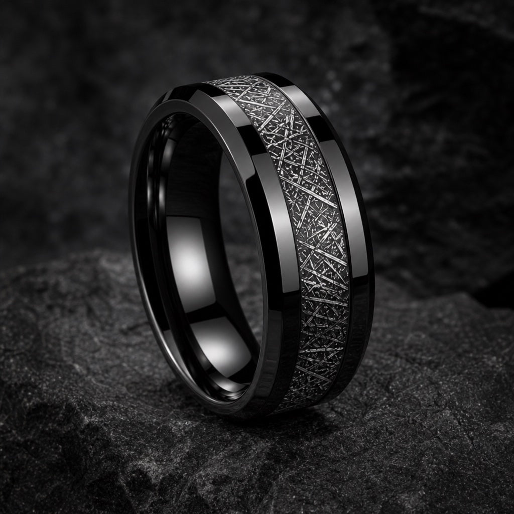 Astro ring angled to show the polished black interior of the band