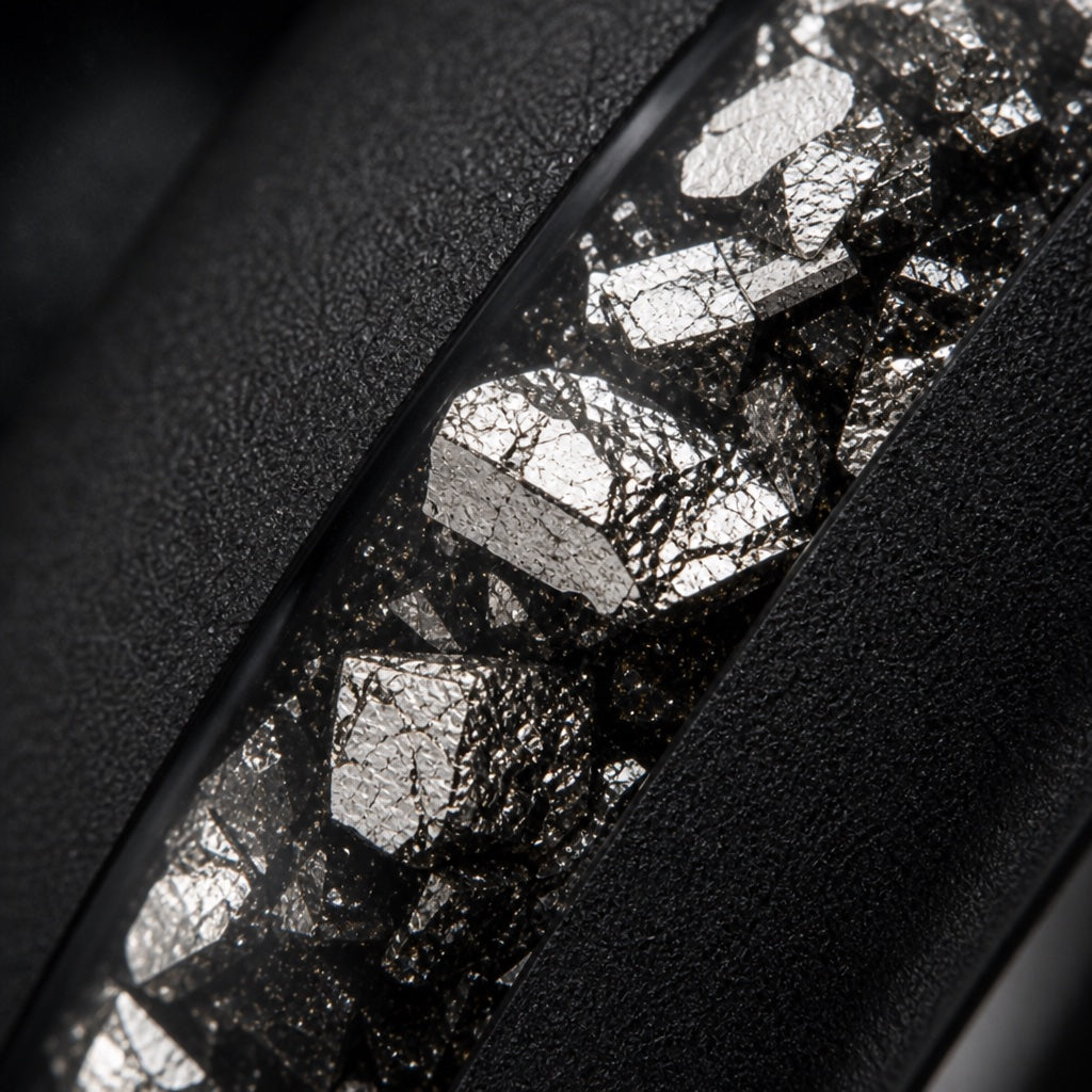 Macro of the Orion ring's centred meteorite flake inlay