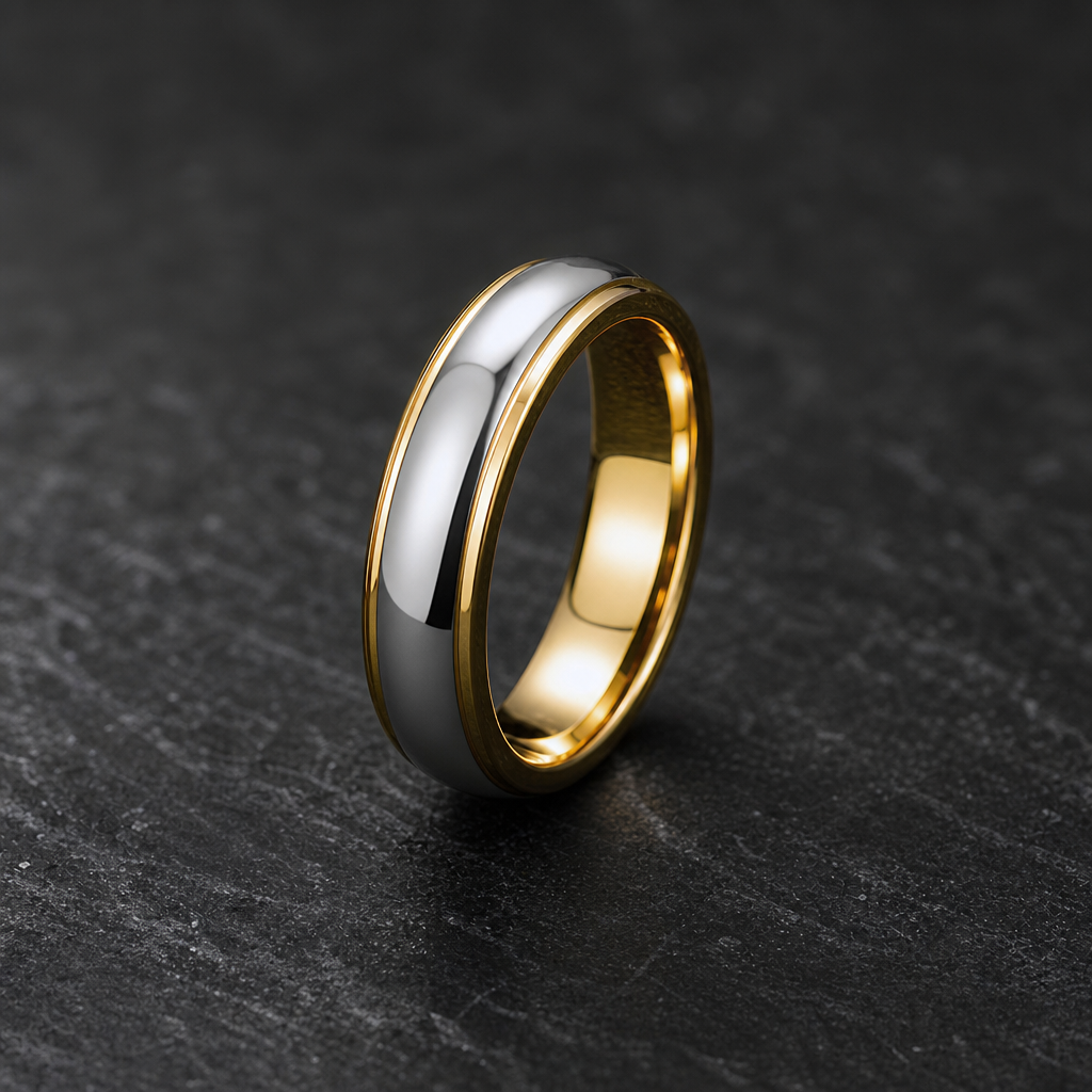Aura ring — standing three-quarter on stone