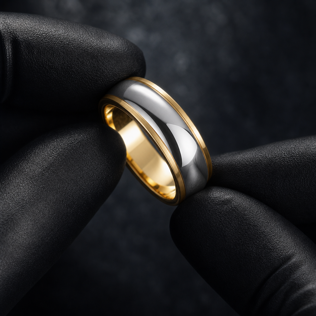 Aura ring — held in black latex gloves