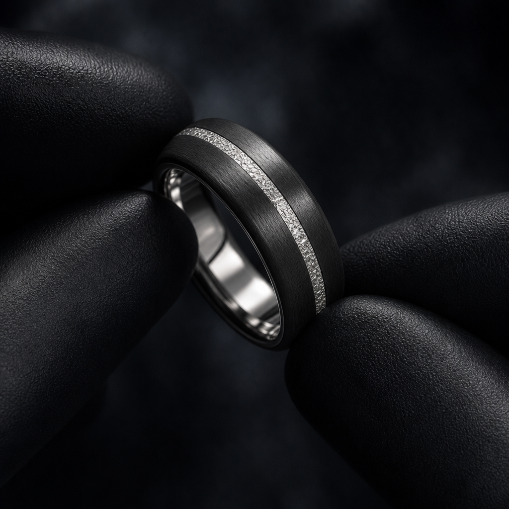 Comet ring — held in black latex gloves