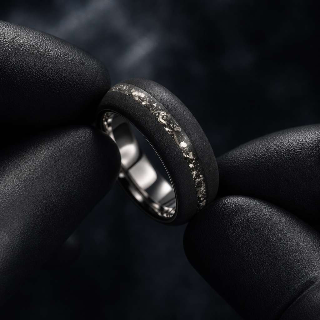 Orion ring — held in black latex gloves
